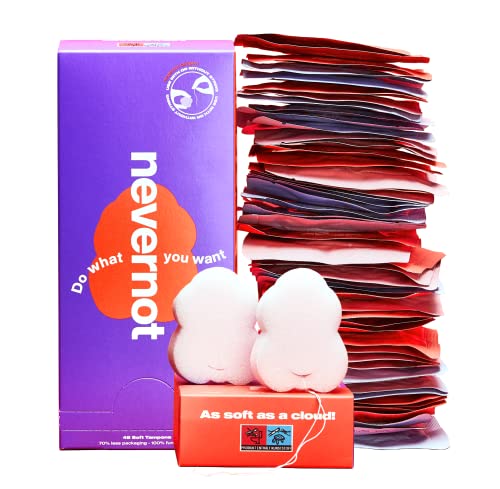 nevernot® Tampons | 48 Soft-Tampons - mit beiliegendem Rückholfaden zur optionalen Verwendung | Menstruationsschwämmchen für SEX, SPORT, SPA, SCHWIMMEN, STRAND, URLAUB, WAXING während der Periode Cover