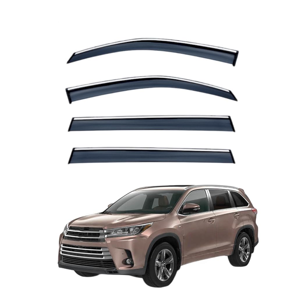 QOEMRHELT 4pc Set In-Channel Wind Deflectors, for Toyota Highlander (XU50) 2015-2021 Window Visors Rain Guards Vent Visors Rain & Sun Protection,Car Accessories,4PCS