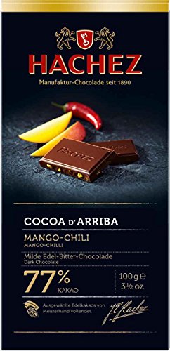 Hachez Cocoa D' Arriba Chocolate Bar, Mango Chili, 3.5 Ounce
