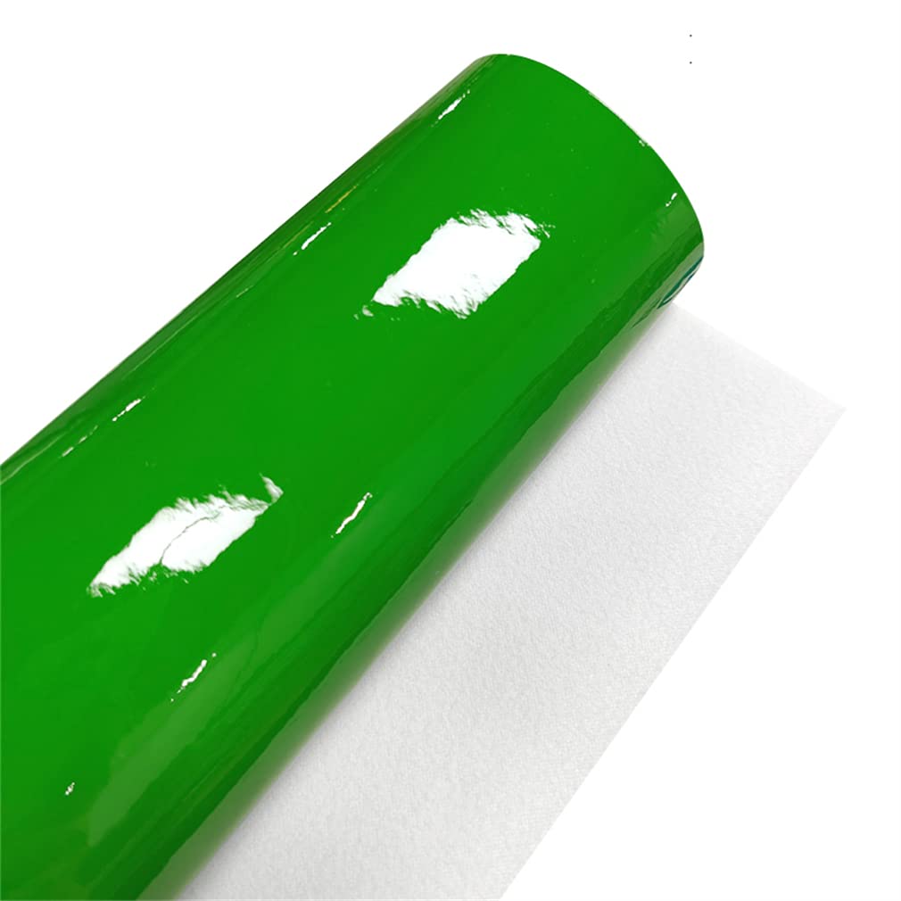 30x135cm Glossy Faux Leather Roll, Shiny Mirrored Synthetic Crafts Fabric for Hair Bows Clips Making (Green) - Image 3