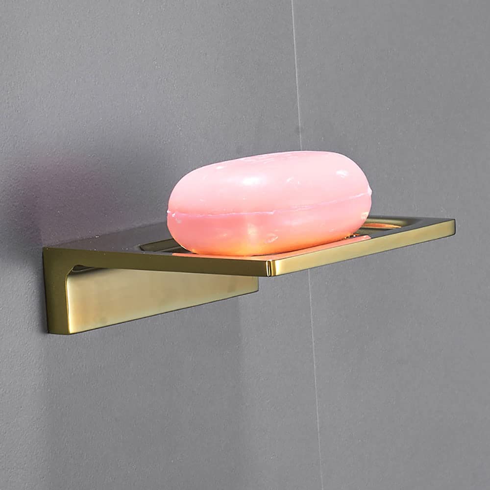 jabonera de Pared， Jabonera de Cobre Moderna y Minimalista, Bandeja Protectora for Esponja de Pared.(Gold)