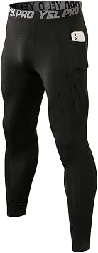 Yuerlian Fleece Lined Running Tights Mens Thermal Compression Pants Compression Baselayer Leggings with Pockets