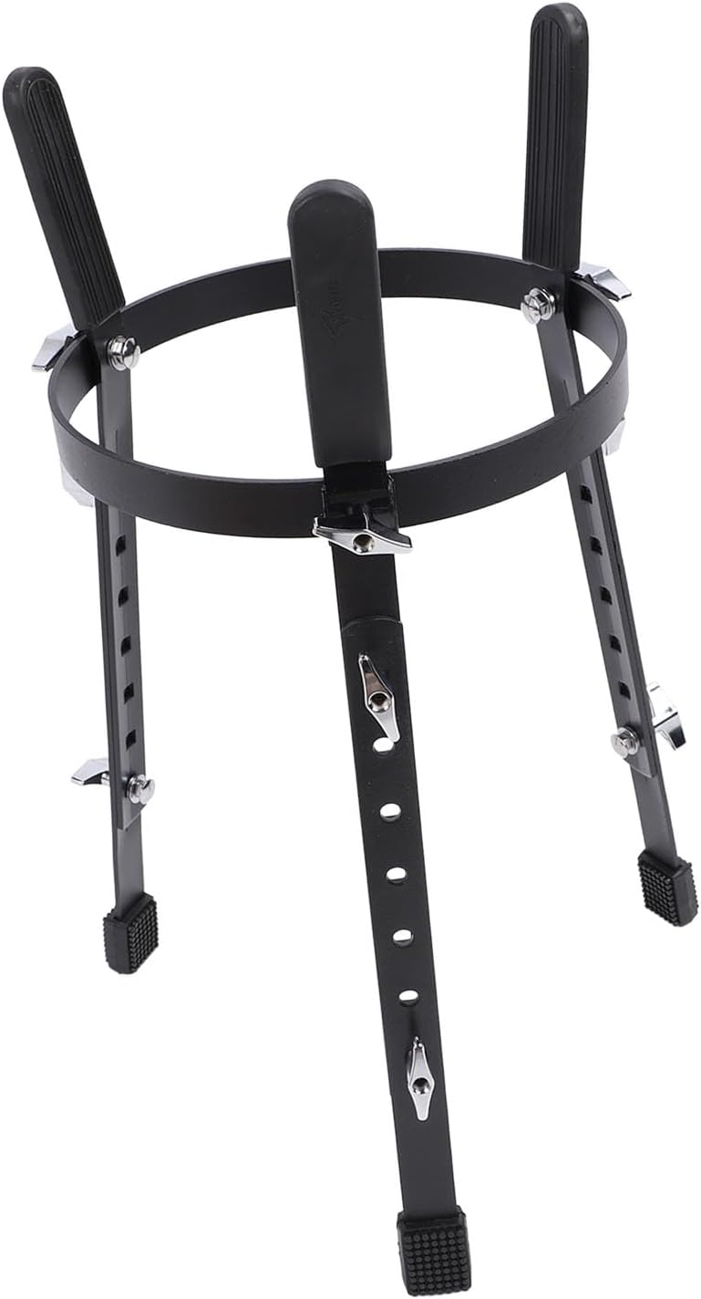 Shaped Conga Drum Stand Black Iron Height Adjustable 52.5-68cm Stable Rubber Padded Legs Anti Slip Support for Performance Practice Percussion
