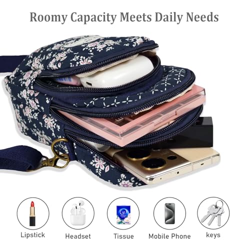 WITERY Small Crossbody Bags for Women - Cute Floral Crossbody Purse Cloth Pouch Mini Cell Phone Purse Wallet4