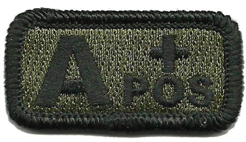 Tactical Blood Type Patch "Type A Positive" 1"x2" - Olive Drab