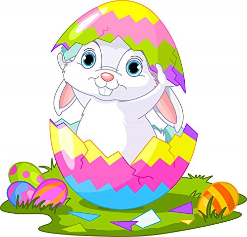 Wallmonkeys WM342230 Easter Bunny Jumping Out from Egg Peel and Stick Wall Decals, 24" W x 23" H-Medium