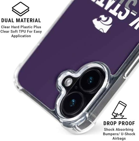 Skinit Clear Phone Case Compatible with iPhone 16 - Officially Licensed Kansas State University K-State Wildcats Gradient Design