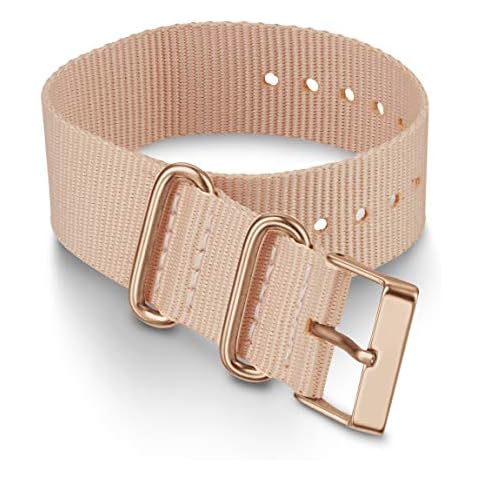 Timex 20mm Fabric Single-Layer Slip-Thru Strap – Pink with Rose Gold-Tone Buckle Cover