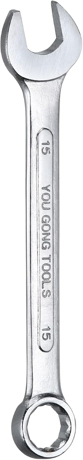 HARFINGTON Metric Combination Wrench, 15mm Open End & 15-Degree Offset