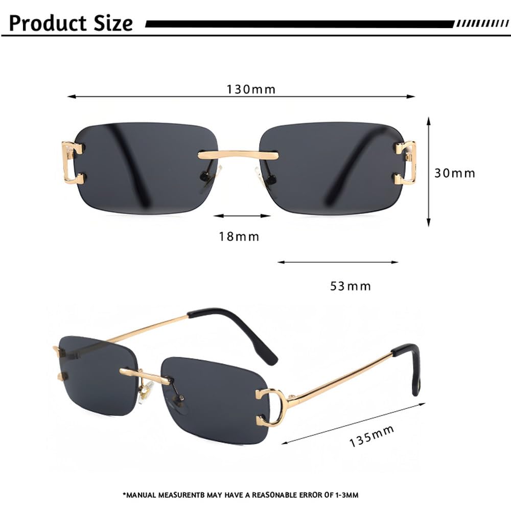 CATERSIDE Rechteckige Sonnenbrille Herren Randlos Weiß Kupfer Kleine Quadratische Sonnenbrille Für Damen Gradientengläser Outdoor Brillen UV400