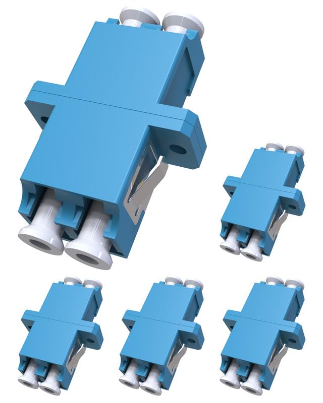 LC to LC Duplex Single Mode Fiber Optic Coupler, Blue, 5 Pack