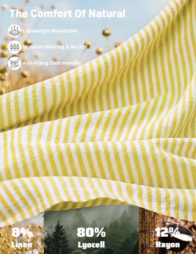 Image of TARSE Womens Striped Linen Barrel Pants with Pockets Y2k Patchwork