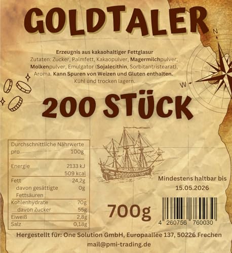 Goldtaler aus Schokolade 200 Stück I ideal für Kindergeburtstage oder Schatzsuchen I knackig lecker, perfektes Mitgebsel
