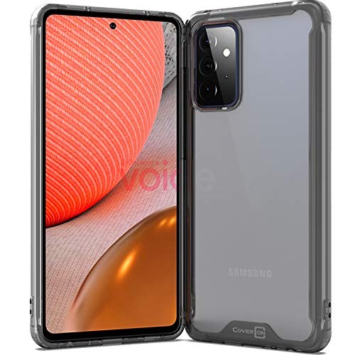 CoverON Slim Cover Designed for Samsung Galaxy A52 Phone Case, Crystal Clear Lightweight Hard Back - TPU Black Bumper