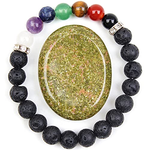 vuUUuv Thumb Worry Stone - Pietra curativa del palmo della tasca di cristallo (verde-fiore verde)