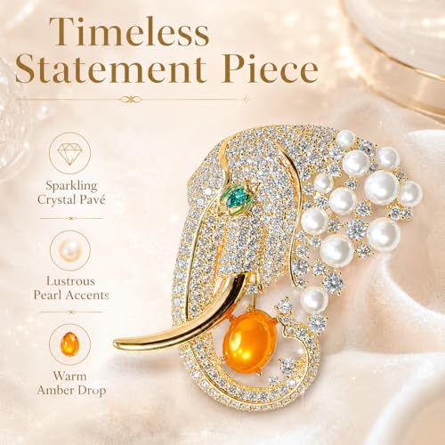 Image of 18K Gold-Plated Animal Brooch for Women Zirconia Pin Birthday Holiday Gift for Girlfriend Mother Wife