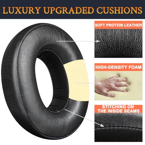 Almohadillas profesionales SOULWIT para audífonos Sony MDR-HW700 y MDR-HW700DS inalámbricos, con cuero de proteína más suave y espuma para aislamiento de ruido - Negro miniatura 3