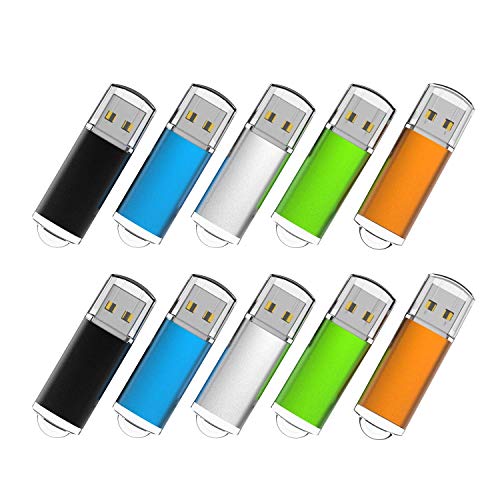 Flash Drive, wellsenn USB Flash Drive 1,2,4,8 GB X 10 Bulk Memory Stick Jump Drive External Drives USB Stick USB Storage Portable Thumb Drive Pen Drive Pack 10 Mixed Coler (32GB10COLOR)