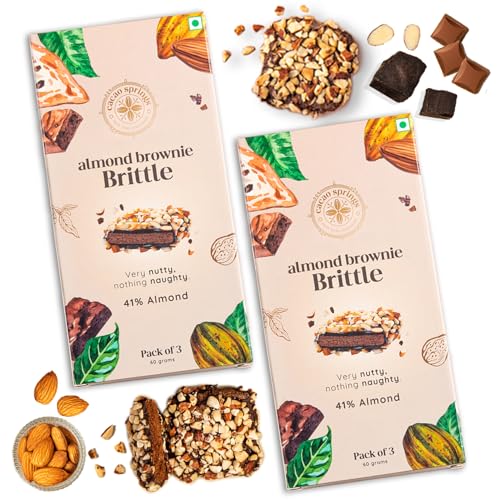 Image of Cacao Springs Premium Almond Brownie Brittle Gift Box, Premium Choco & Nut Delicacy Treats, Great for Snacking, Premium Gift Hamper, 3 Pieces in Each Box, 2 Boxes, 84gm