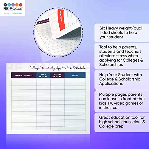 College/University &Amp; Scholarship Timeline/Organizer/Planner By Re-Focus The Creative Office