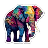 Elephant Colorful Mandala Pretty Sticker - 5' Laptop Sticker - Waterproof Vinyl for Car, Phone, Water Bottle - Elephant Decal