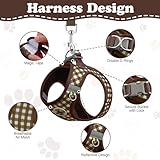 OFFCUP Hundegeschirr Leine Set für Hunde & Katzen Atmungsaktive Step-In Geschirr aus Mesh mit gepolsterter Weste Anti Zug Reflektierend Verstellbar Weich Welpengeschirr Katzengeschirr, Braun, M