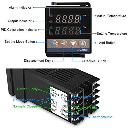 Thermorégulateur PID REX-C100 industriel, kit de gestion thermique haute précision