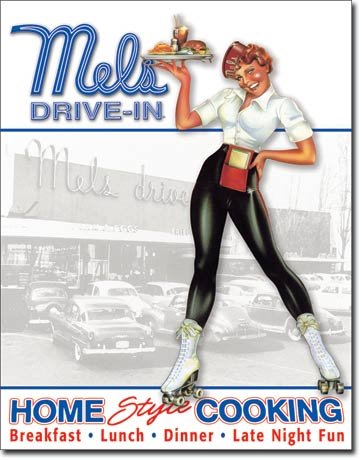 Mels Diner - Car Hop Tin Sign 12.5