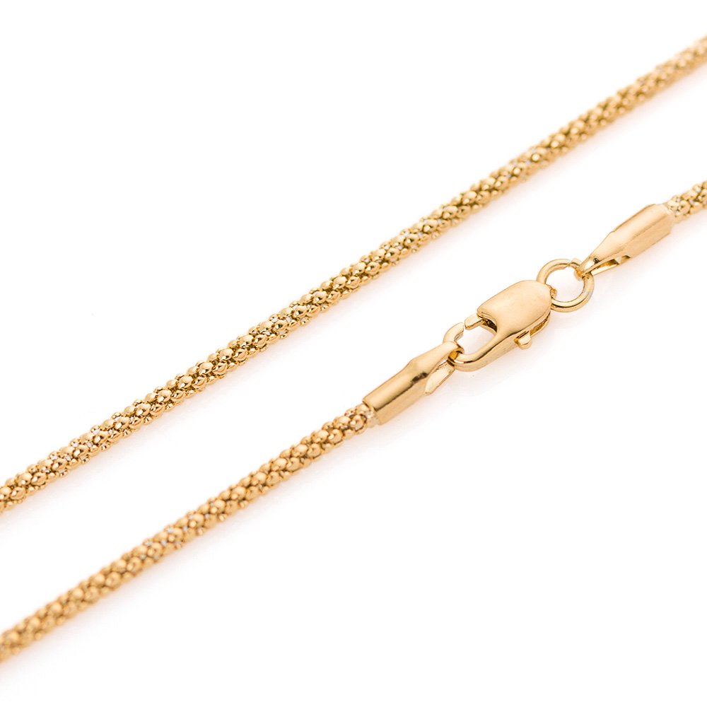 1mm 18K gold plated on solid sterling silver 925 Italian COREANA POPCORN chain necklace chocker bracelet anklet spring ring clasp