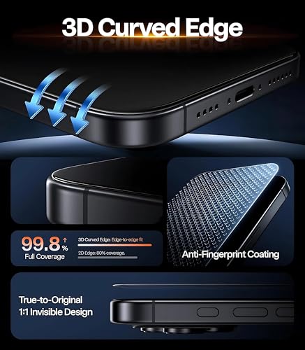 Image of OHAYO Tempered Glass Screen Protector Compatible with iPhone 17 Pro Max - 9H Hardness, HD Clear, Bubble-Free Installation, Scratch & Impact Resistant, Case-Friendly Full Coverage