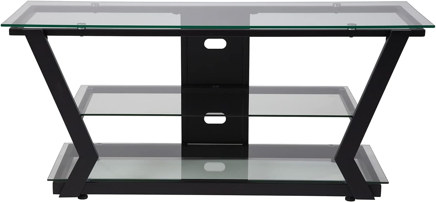 Harbor Hills Modern Black Metal and Glass TV Stand for up to 50" TVs