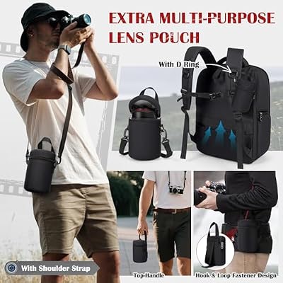 SDYSM Camera Backpack with Lens Pouch(15.6in)+Camera Backpack(14in)