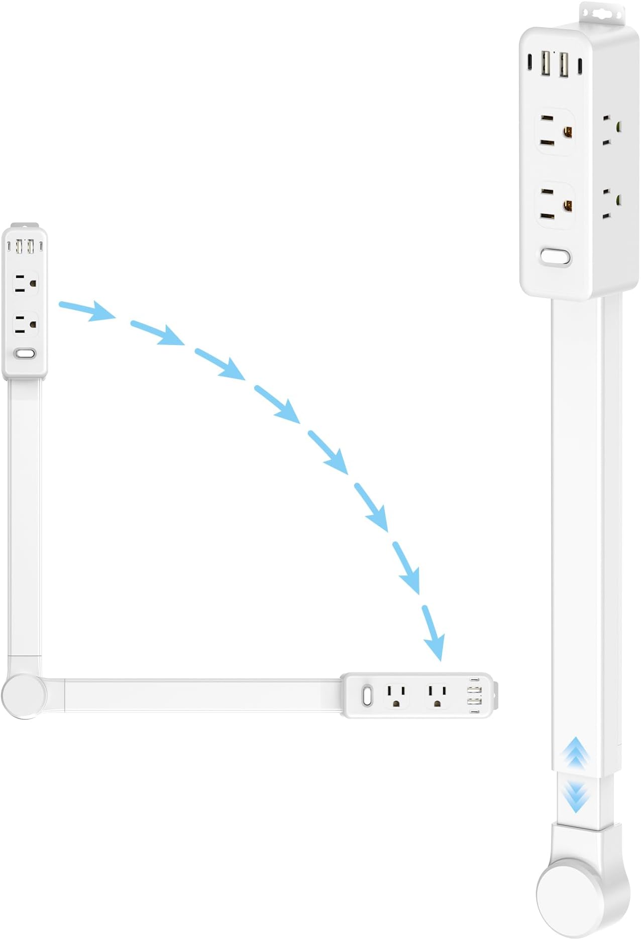 45° Thin Plug Power Strip
