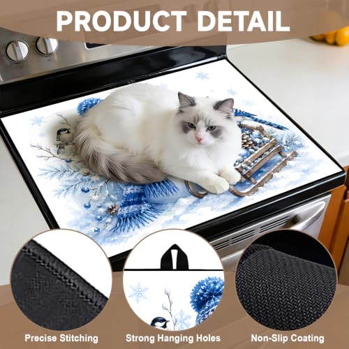 Image of Stove Top Cover for Electric Stove: 28''x20'' Stove Cover Elevate Your Kitchen Reliable Heat Protection,Non-Slip Kitchen Decor (Winter)