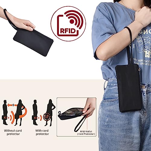 NOTAG Umhängetasche Damen, Wasserdicht Nylon Schultertasche Mehrfachtasche Handtasche mit RFID Geldbörse (S, Schwarz) – Bild 5