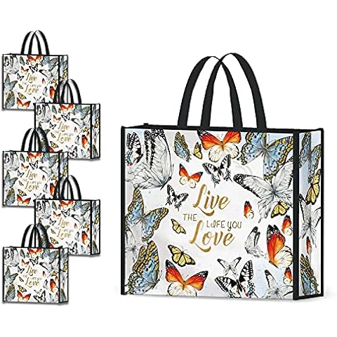 NymphFable Colourful Butterfly Reusable Shopping Bags Cover