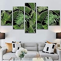 SIGNWIN 5 Panel Canvas Wall Art Modern Art Decorative Elements Fun Illustrations Leaves Multicolor Patterns for Home Decorations Ready to Hang - 60