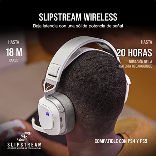 Corsair HS80 RGB Wireless Auriculares para Juegos Multiplataforma – Dolby Atmos – Micrófono Omnidireccional – Compatible con iCUE – PC, Mac, PS5, PS4 – Blanco - imagen 6
