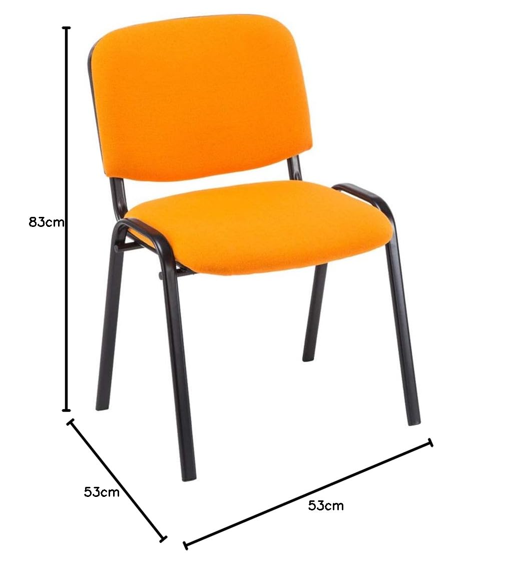 CLP Set 4 Sedie Ufficio Visitatore Ken Imbottite in Stoffa I Sedie Attese Impilabili E Imbottite I Carico Max 120 kg, Colore:Arancione