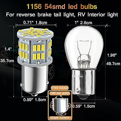 2-Pack Error Free 1156 7506 P21W LED Bulbs – White, CANbus – For Euro Car Backup/Reverse