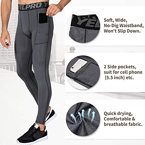 Queerier Calça de compressão masculina atlética leggings com bolsos, corrida, treino, ioga, camada d