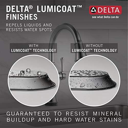 Image of Delta Faucet Monrovia Bar Faucet Brushed Nickel, Bar Sink Faucet Single Hole, Wet Bar Faucets with Pull Down Sprayer, Prep Sink Faucet, Faucet for Bar Sink, Lumicoat Arctic Stainless 9991-AR-PR-DST