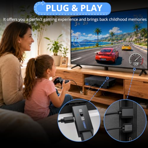 Image of CAMWAY HDMI Cable Adapter for PS2 PS1 Console,4:3 /16:9 Ratio on 1080P TV | PS2 to HDMI Converter,Plug&Play, Converts AV Signal to HDMI Video Audio for PS2 PS1 Console Retro Game and TV /Monitor,No Lag