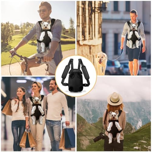 YUDODO Pet Dog Carrier Backpack Adjustable Dog Front Carrier, Legs Out Easy-Fit Dog Travel Backpack Carrier for Hiking Camping for Small Medium Dogs Cats and Rabbit (Small (Pack of 1), A-Black) - Image 6