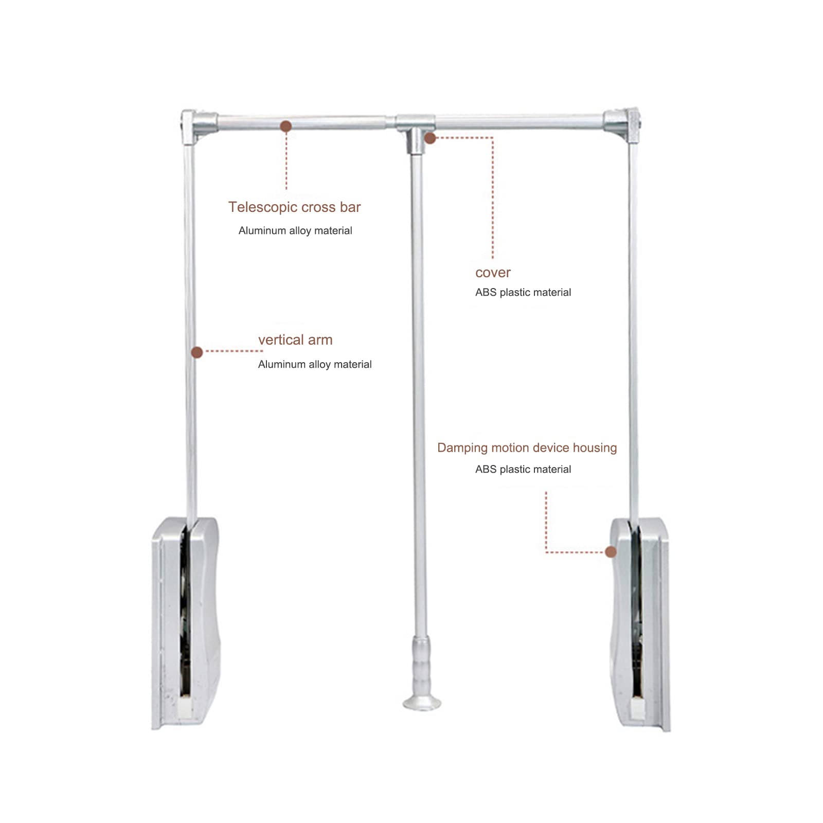 Barre De Penderie Escamotable, 890-1200 mm Aluminium Réglable Penderie, 30 Kg, Système Rangement Organisateur Rail Levage Garde-Robe Robuste Pour Vestiaire Chambre Coucher,Argent,890_1200cm