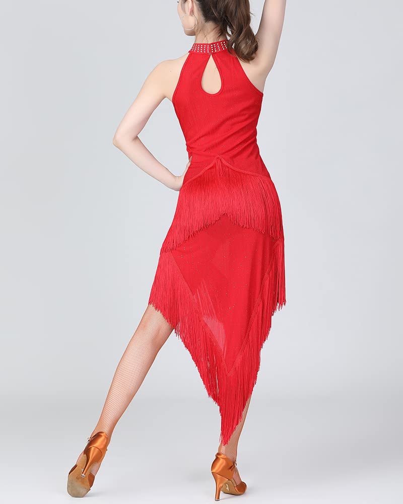 Vestido de Noche de Sirena con Flecos para Mujer, Vestido de Baile Latino
