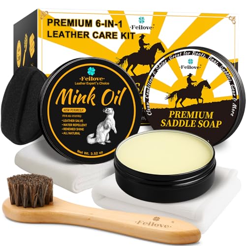 Feilove Leather Boot Care Kit – Mink Oil & Saddle...