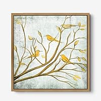Framed Canvas Wall Art Gold Trees Canvas Prints Home Artwork Decoration for Living Room,Bedroom - 16x16 inches