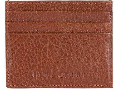 Bigardini Carteira de couro minimalista fina para cartões para homens e mulheres - Carteira de couro com bloqueio de RFID, Marrom flutuante, Minimalista