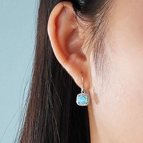 Conjunto de joyas de plata de ley 925 con opalo cuadrado para mujer Purmy 2